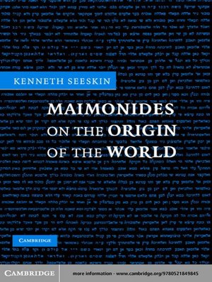 cover image of Maimonides on the Origin of the World
